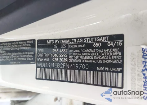 2015 Mercedes-Benz Cla из США, поврежденный, VIN WDDSJ4EB2FN219700